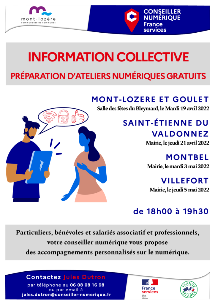 Information sur les ateliers numériques gratuits – CCML / France Services
