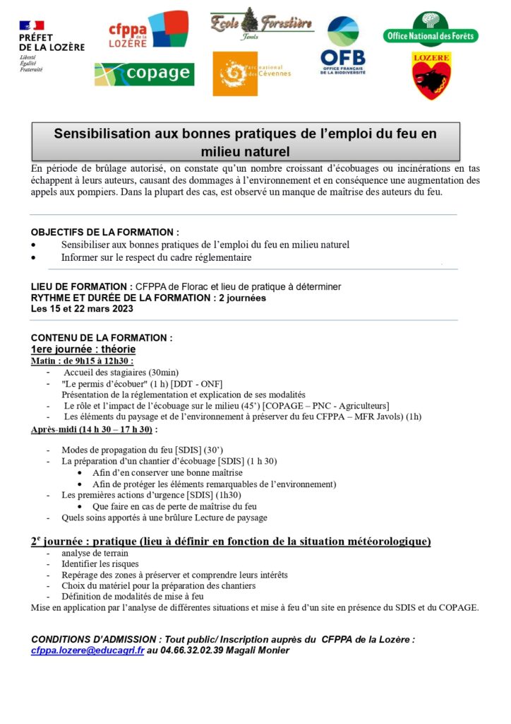 Formation aux bonnes pratiques de l’emploi du feu